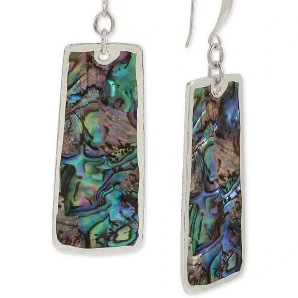 NWT Robert Lee Morris Absolutely Gorgeous Silver Tone Abalone Drop Long Earrings - Picture 4 of 16